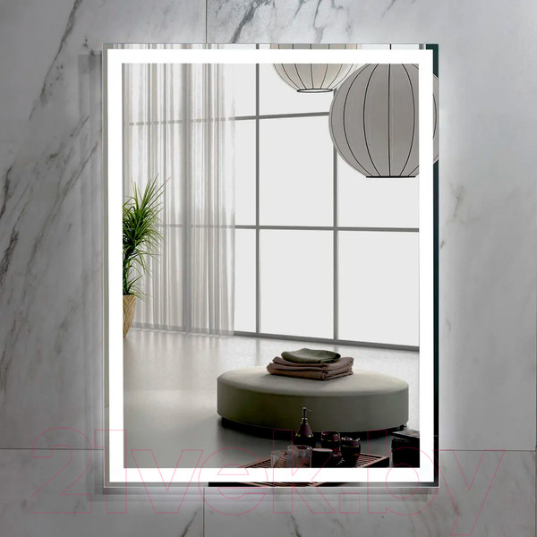 Изображение товара Зеркало Пекам Greta 80x110 / greta-80x110dp (с подсветкой, с сенсором на взмах руки, подогревом)