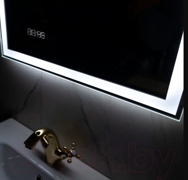Изображение товара Зеркало Пекам Greta 80x110 / greta-80x110dpcl (с подсветкой, с сенсором на взмах руки, подогрев, часы)