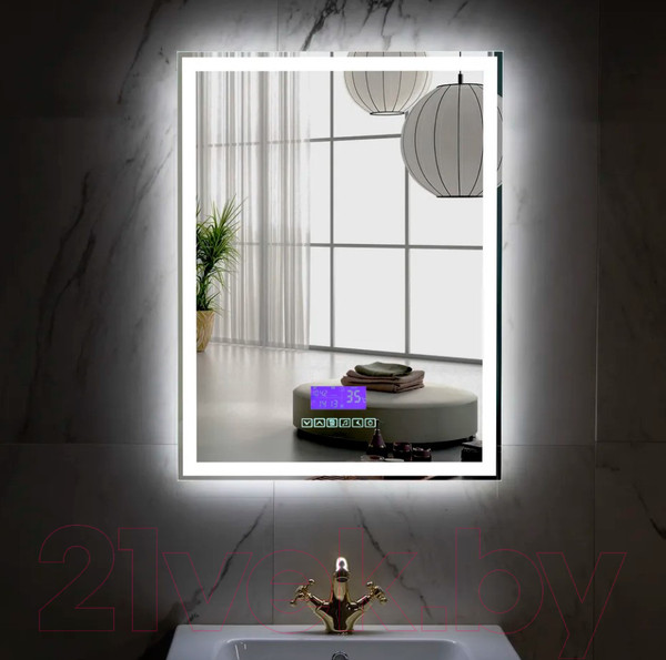 Изображение товара Зеркало Пекам Greta 80x120 / greta-80x120MP (с подсветкой, с многофункциональной панелью, подогревом)