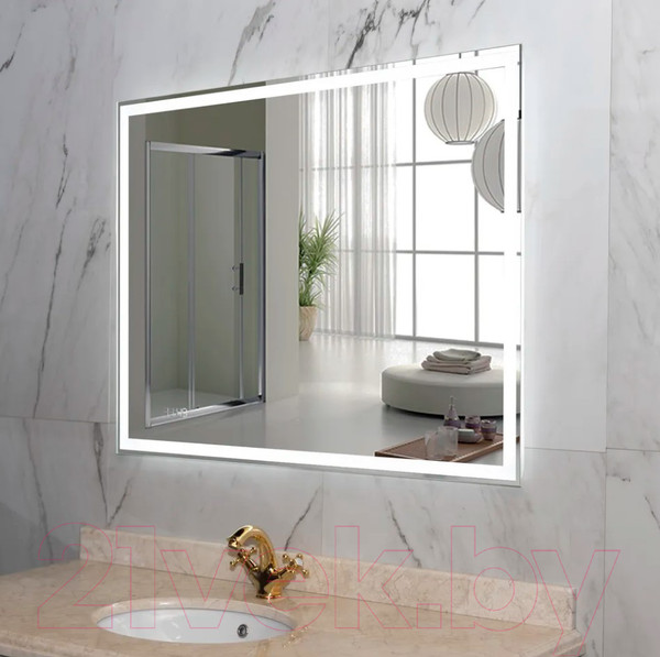 Изображение товара Зеркало Пекам Greta 140x80 / greta-140x80dcl (с подсветкой, с сенсором на взмах руки, часами)