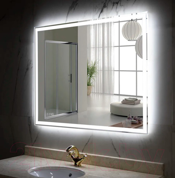 Изображение товара Зеркало Пекам Greta 140x80 / greta-140x80dcl (с подсветкой, с сенсором на взмах руки, часами)
