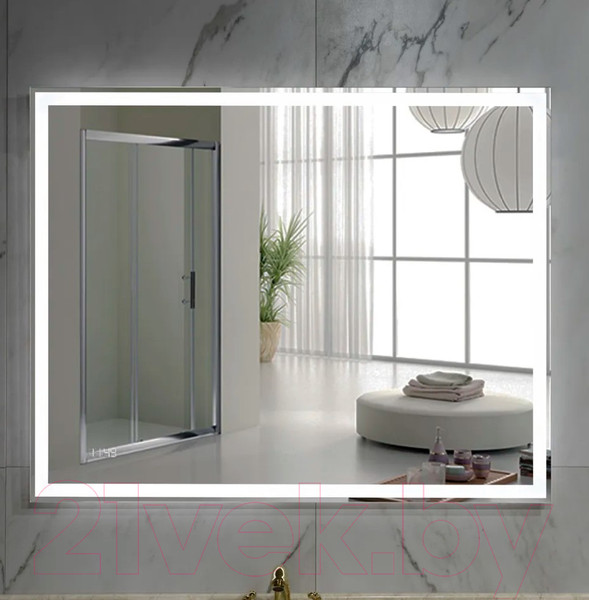 Изображение товара Зеркало Пекам Greta 140x80 / greta-140x80dcl (с подсветкой, с сенсором на взмах руки, часами)