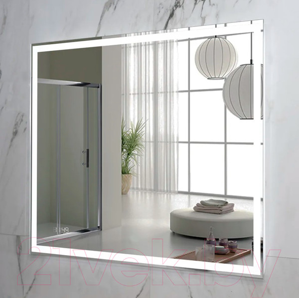 Изображение товара Зеркало Пекам Greta 140x80 / greta-140x80dcl (с подсветкой, с сенсором на взмах руки, часами)
