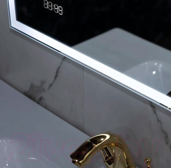 Изображение товара Зеркало Пекам Greta 140x80 / greta-140x80dcl (с подсветкой, с сенсором на взмах руки, часами)