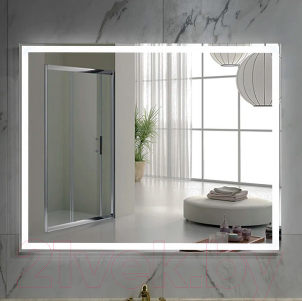 Изображение товара Зеркало Пекам Greta 140x80 / greta-140x80dp (с подсветкой, с сенсором на взмах руки, подогревом)