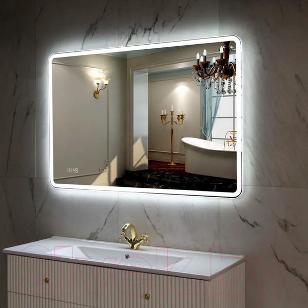 Изображение товара Зеркало Пекам Marta 1 110x80 / marta1-110x80dcl (с подсветкой, с сенсором на взмах руки, часами)