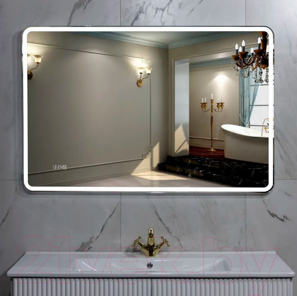 Изображение товара Зеркало Пекам Marta 1 110x80 / marta1-110x80dcl (с подсветкой, с сенсором на взмах руки, часами)