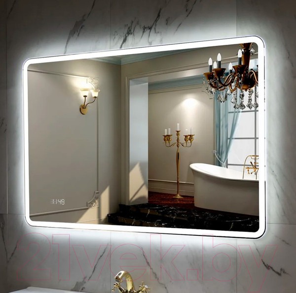 Изображение товара Зеркало Пекам Marta 1 110x80 / marta1-110x80dcl (с подсветкой, с сенсором на взмах руки, часами)