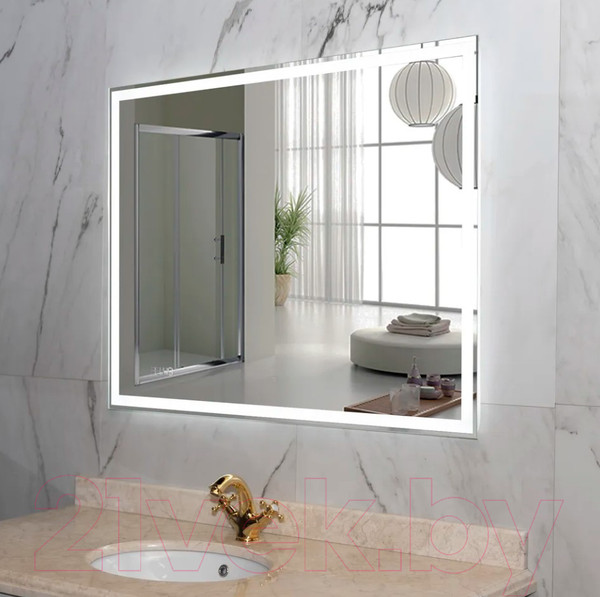 Изображение товара Зеркало Пекам Greta 110x80 / greta-110x80dcl (с подсветкой, с сенсором на взмах руки, часами)
