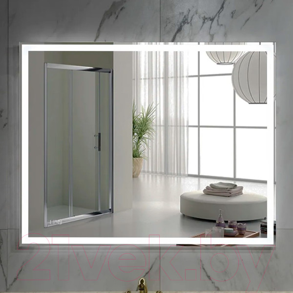 Изображение товара Зеркало Пекам Greta 110x80 / greta-110x80dcl (с подсветкой, с сенсором на взмах руки, часами)