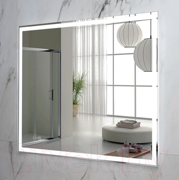 Изображение товара Зеркало Пекам Greta 110x80 / greta-110x80dcl (с подсветкой, с сенсором на взмах руки, часами)