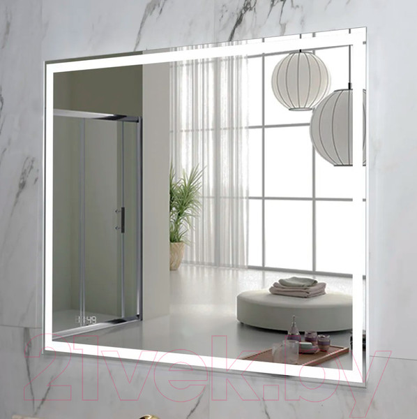 Изображение товара Зеркало Пекам Greta 110x80 / greta-110x80dpcl (с подсветкой, с сенсором на взмах руки, подогрев, часы)