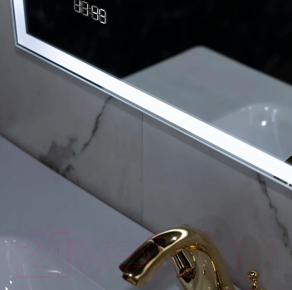 Изображение товара Зеркало Пекам Greta 110x80 / greta-110x80dpcl (с подсветкой, с сенсором на взмах руки, подогрев, часы)