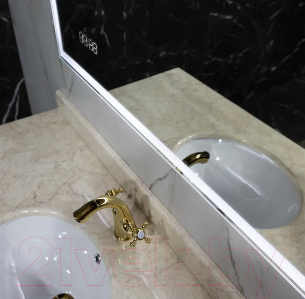 Изображение товара Зеркало Пекам Greta 110x80 / greta-110x80dpcl (с подсветкой, с сенсором на взмах руки, подогрев, часы)