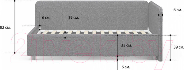 Изображение товара Каркас кровати Сонум Capri R 90x200 (тедди пепельный)