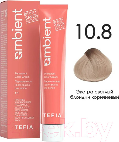 Изображение товара Крем-краска для волос Tefia Ambient Перманентная 10.8 (60мл, экстра светлый блондин коричневый)