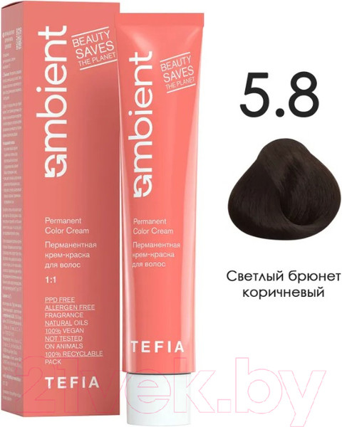 Изображение товара Крем-краска для волос Tefia Ambient Перманентная 5.8 (60мл, светлый брюнет коричневый)
