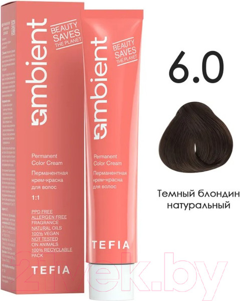 Изображение товара Крем-краска для волос Tefia Ambient Перманентная 6.0 (60мл, темный блондин натуральный)