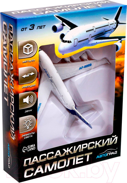 Изображение товара Самолет игрушечный Автоград Пассажирский / 7986153 (белый/синий)