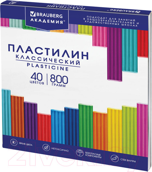 Изображение товара Пластилин Brauberg Академия классическая / 106512 (40цв)