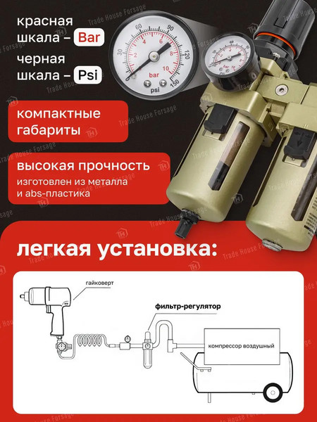 Изображение товара Блок подготовки воздуха ForceKraft FK-AC4010-04(54392)