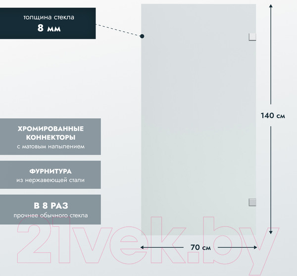 Изображение товара Стеклянная шторка для ванны Benetto BEN-405 SLC