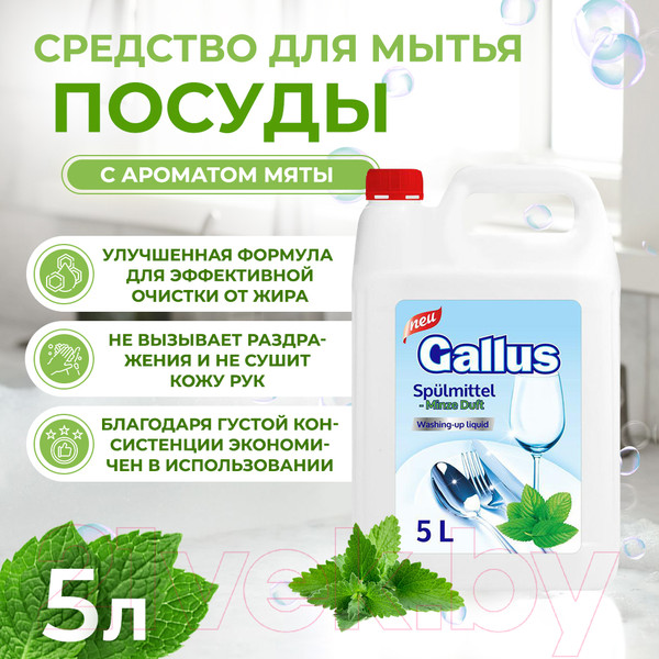 Изображение товара Средство для мытья посуды Gallus Мята (5л)
