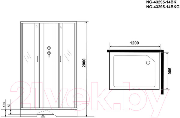 Изображение товара Душевая кабина Niagara NG-43295-14QBKG 120x90 (матовое стекло)
