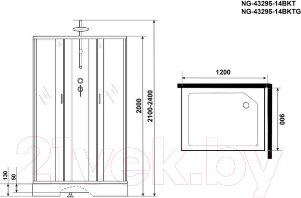 Изображение товара Душевая кабина Niagara NG-43295-14QBKT 120x90 (матовое стекло)