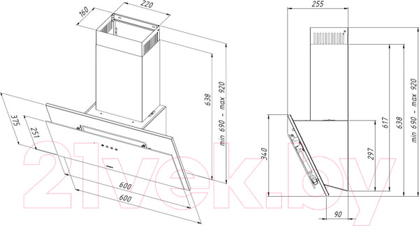 Изображение товара Вытяжка наклонная Akpo Juno 60 WK-11 (белый)