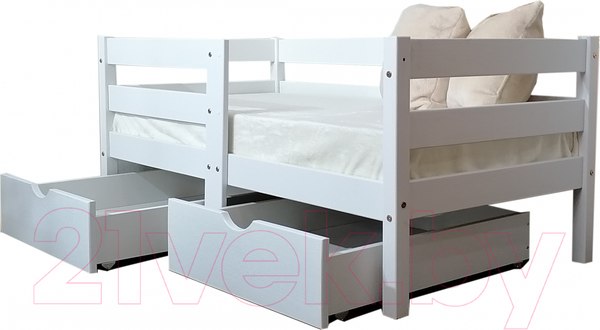Изображение товара Кровать-тахта детская EcoWood Виктория 80x180 с ящиками / ECO.001.00041.80-180.W
