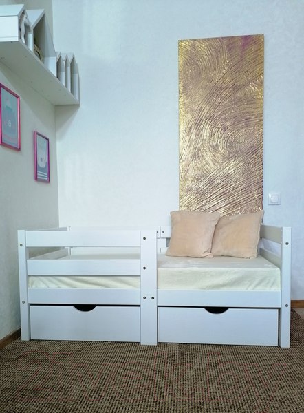 Изображение товара Кровать-тахта детская EcoWood Виктория 80x180 с ящиками / ECO.001.00041.80-180.W
