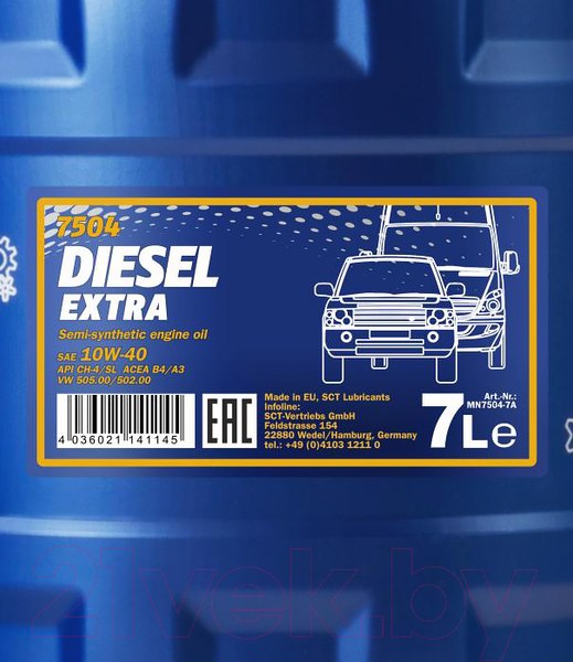 Изображение товара Моторное масло Mannol Diesel Extra 10W40 CH-4/SL / MN7504-7 (7л)
