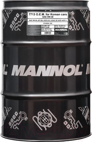 Изображение товара Моторное масло Mannol OEM 5W30 SN / MN7713-60 (60л)