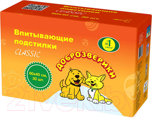 Изображение товара Одноразовая пеленка для животных Доброзверики 60x40 / 242/ПК (30шт)