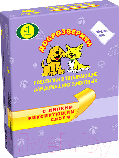 Изображение товара Одноразовая пеленка для животных Доброзверики 60x40 (5шт)
