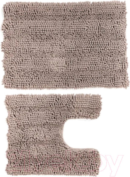 Изображение товара Набор ковриков для ванной и туалета Home One Chenille U-shape / 410404 (50х80/50х60, бежевый)