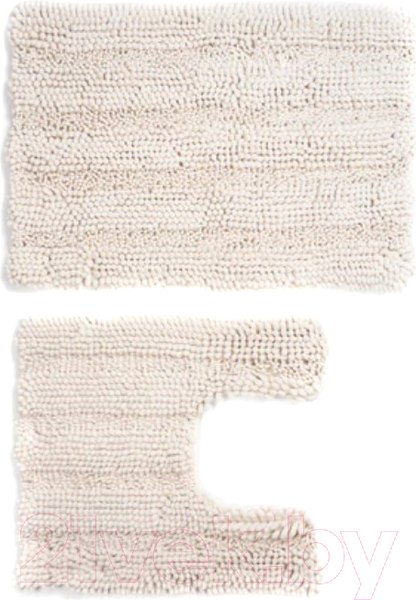 Изображение товара Набор ковриков для ванной и туалета Home One Chenille U-shape / 410405 (50х80/50х60, молочный)