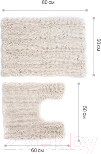 Изображение товара Набор ковриков для ванной и туалета Home One Chenille U-shape / 410405 (50х80/50х60, молочный)