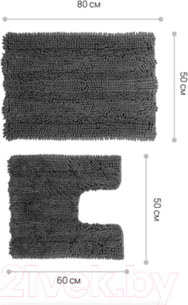 Изображение товара Набор ковриков для ванной и туалета Home One Chenille U-shape / 410403 (50х80/50х60, серый)