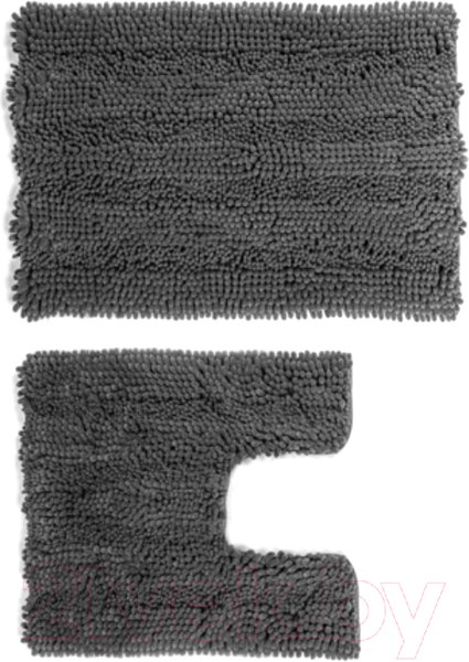 Изображение товара Набор ковриков для ванной и туалета Home One Chenille U-shape / 410403 (50х80/50х60, серый)
