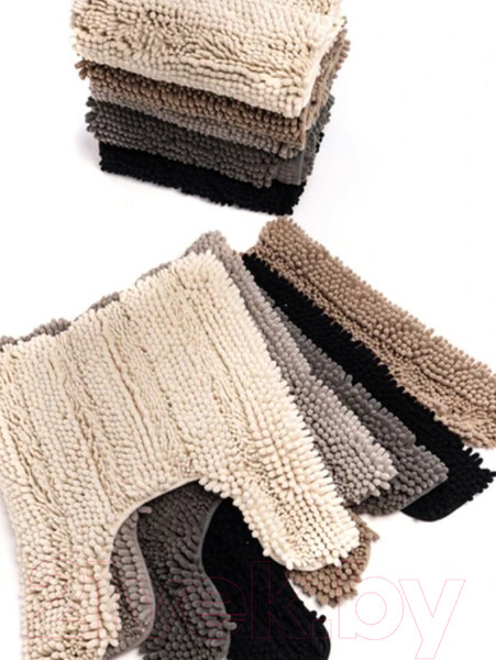 Изображение товара Набор ковриков для ванной и туалета Home One Chenille U-shape / 410405 (50х80/50х60, молочный)