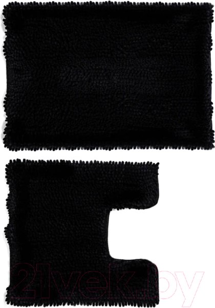 Изображение товара Набор ковриков для ванной и туалета Home One Chenille U-shape / 410401 (50х80/50х60, черный)