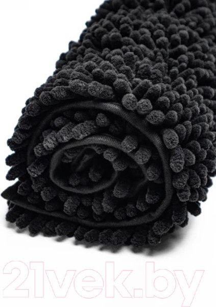 Изображение товара Набор ковриков для ванной и туалета Home One Chenille U-shape / 410401 (50х80/50х60, черный)
