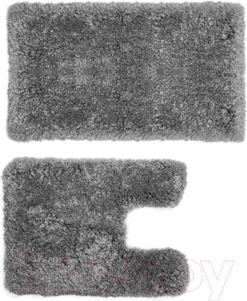Изображение товара Набор ковриков для ванной и туалета Home One Shaggy U-shape / 410406 (50х80/50х60, серый)