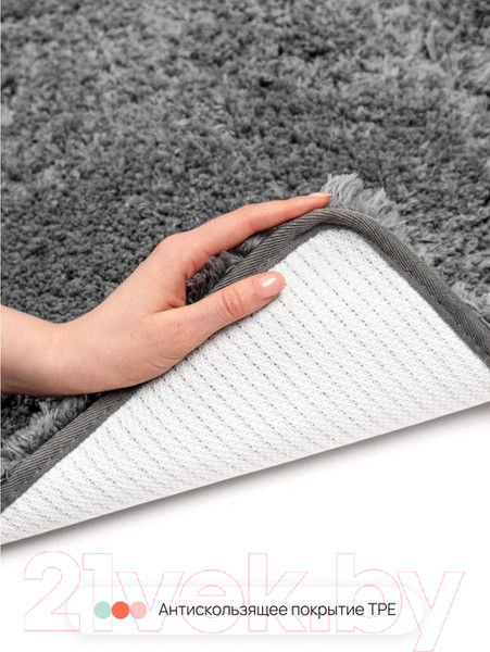 Изображение товара Набор ковриков для ванной и туалета Home One Shaggy U-shape / 410406 (50х80/50х60, серый)