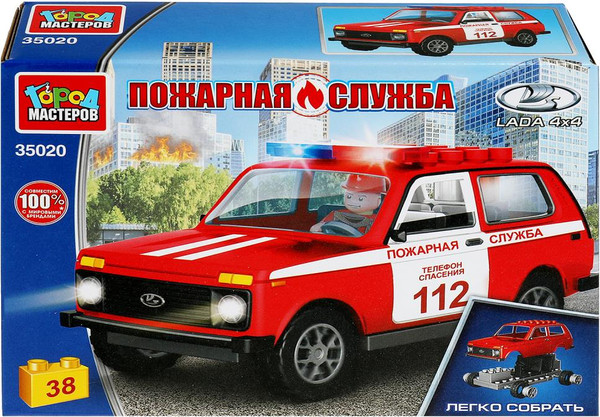 Изображение товара Конструктор Город мастеров Lada 4x4: Пожарная служба / 35020-KK (38эл)