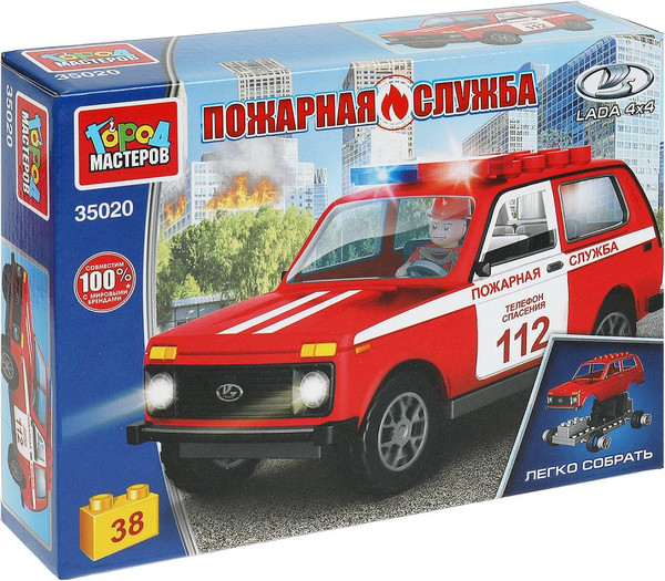 Изображение товара Конструктор Город мастеров Lada 4x4: Пожарная служба / 35020-KK (38эл)