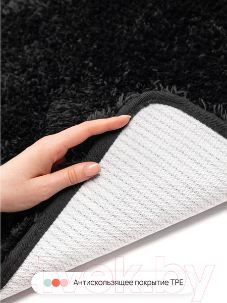 Изображение товара Набор ковриков для ванной и туалета Home One Shaggy U-shape / 410408 (50х80/50х60, черный)