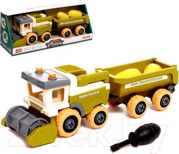 Изображение товара Игрушка-конструктор Sima-Land Комбайн с прицепом / 9279089